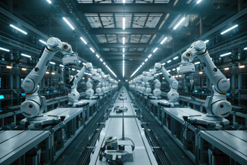 The robotic arm production line in modern factories