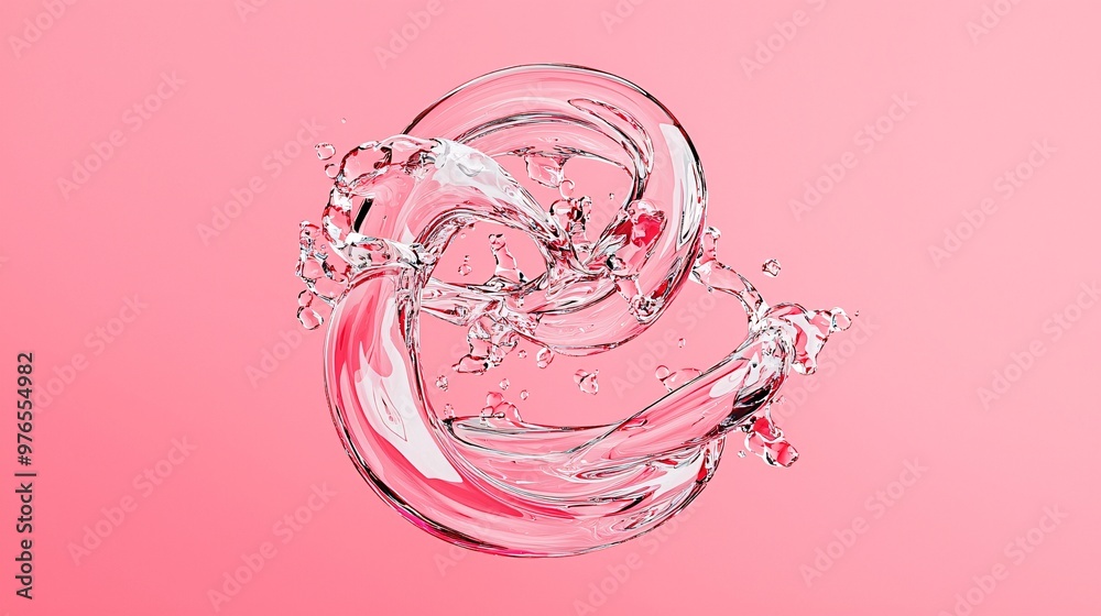 Poster a 3d font design where the letters are filled with a liquid that seems to move and change shape, off