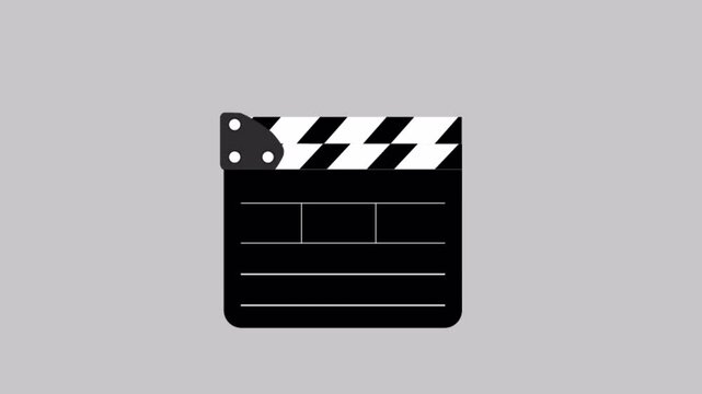 Movie clapperboard Animation, animated Opened Movie Film Clap Board Icon Set on alpha channel, movies making clapperboard.