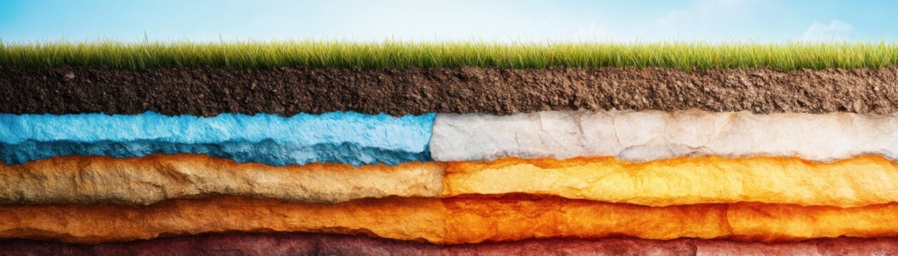 Layers of earth showcasing different soil types, textures, and colors, representing the complexity of our planet's geology.