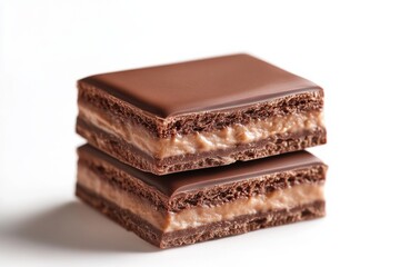 Tim Tam, A popular chocolate biscuit consisting of two layers of chocolate malted biscuit separated by a light chocolate cream filling, isolated on white background