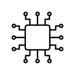 Microchip outline web icon vector illustration 
