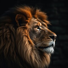 Naklejka premium Majestic Lion Portrait in Profile