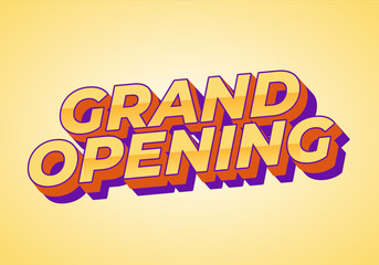 Grand opening. Text effect in modern colors with 3D style