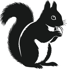 eating squirrel silhouette design vector art illustration.