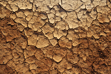 Close-up of dry cracked earth dirt during a drought