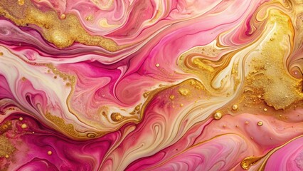 Beautiful abstract acrylic paint background in pink and gold colors, acrylic, paint, background, beautiful, texture, pink