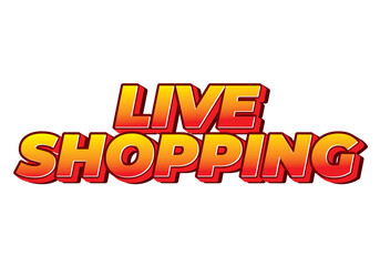 Live shopping. Text effect in 3D style with eye catching colors