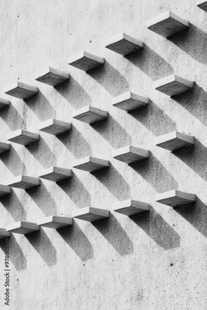 Aufkleber Abstract Aerial View of a Geometric Repetition with Steps and Shadows on a Monochromatic Surface