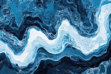 Obraz premium Abstract Blue and White Marble Texture Background with Fluid Swirling Patterns
