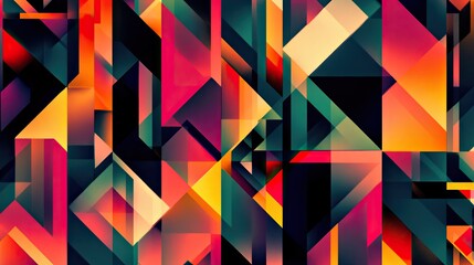 Vibrant Abstract Geometric Pattern with Bold Colors and Dynamic Shapes