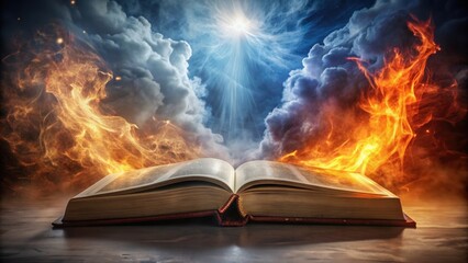 Symbolic representation of the battle between good and evil on a captivating book cover , good, evil, symbolic, imagery