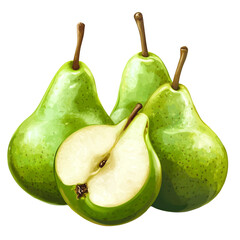 clipart of green pears isolated on a transparent background