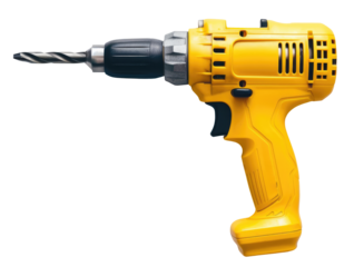 Yellow cordless drill isolated on transparent background