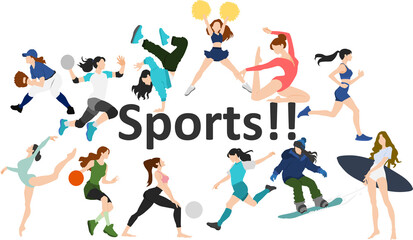  スポーツをする女性たちのイラスト