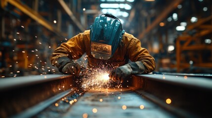 Industrial Night Shift - Moody Factory Worker Welding Steel Beams With Sparks Flying in Dark Workshop | High Contrast Photography with Leica M10 35mm Lens