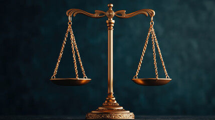 A close up of symbolic scale of justice, glowing with elegance and representing fairness and balance. intricate design highlights its importance in law and ethics