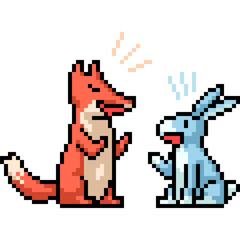 pixel art of fox rabbit friend