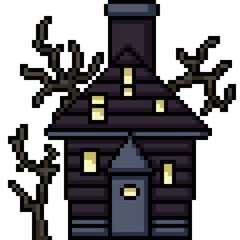 pixel art of spooky scary house