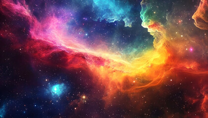 Fototapeta premium A vibrant, colorful galaxy with swirling stars and nebulae, evoking a sense of cosmic wonder.