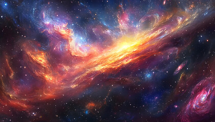 Obraz premium A vibrant, colorful galaxy with swirling stars and nebulae, evoking a sense of cosmic wonder.