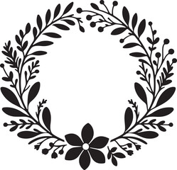 leaves and floral wreath silhouette design vector art illustration