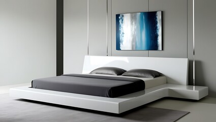 Fototapeta premium Modern scandinavian interior of Bedroom. cute and cozy home bedroom interior