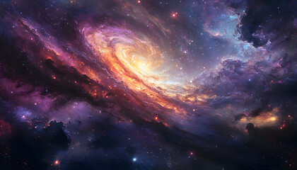 Fototapeta premium A vibrant, colorful galaxy with swirling stars and nebulae, evoking a sense of cosmic wonder.