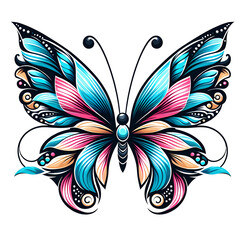 butterfly flat design vector illustration isolated on transparent background