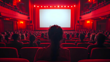 Woman Enjoying a Movie at the Cinema Photo