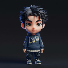 Cartoon character little boy with arms raised up on a white background. 3d render illustration. cartoons.