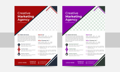 a bundle of 2 templates of different colors a4 flyer template,modern business flyer template,geometric business flyer,editable vector template design
