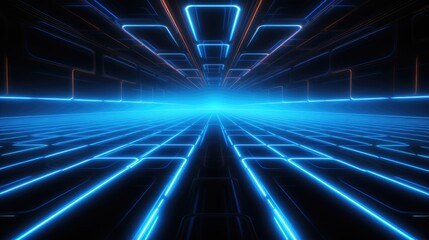 Fototapeta premium Futuristic abstract glowing tunnel with neon lights.