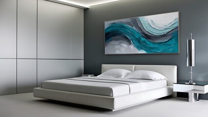 Luxury Bright Bedroom Design with Modern White Bed and Elegant Home Accessories Against Soft Pastel Wall for a Sophisticated and Serene Ambiance