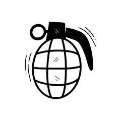 Hand Drawn Grenade Illustration. Doodle Vector. Isolated on White Background - EPS 10 Vector