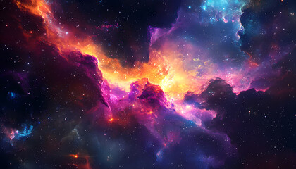Fototapeta premium A vibrant, colorful galaxy with swirling stars and nebulae, evoking a sense of cosmic wonder.
