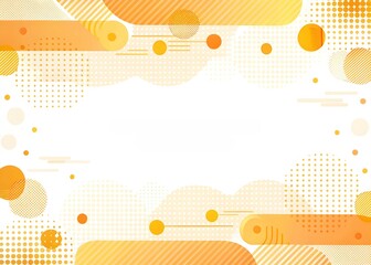 Abstract Orange Background:  A modern, abstract background with a gradient of yellow and orange, featuring various shapes like circles, dots, and lines, creating a dynamic and vibrant pattern on a whi