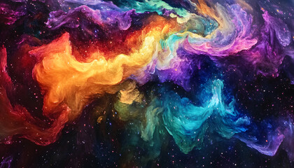 Fototapeta premium A vibrant, colorful galaxy with swirling stars and nebulae, evoking a sense of cosmic wonder.