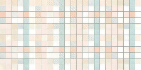 Pastel Checkerboard Chic: A seamless pattern of muted peach, blue, and cream tiles, reminiscent of vintage kitchens and playful design.