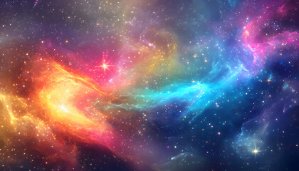 Obraz premium A vibrant, colorful galaxy with swirling stars and nebulae, evoking a sense of cosmic wonder.