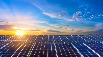 Modern solar power station with advanced tracking systems adjusting panels to maximize sunlight absorption, set in an open field with a bright blue sky, highlighting cutting-edge technology, with