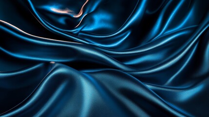 Fototapeta premium Abstract Blue Silk Fabric Draped Texture Background