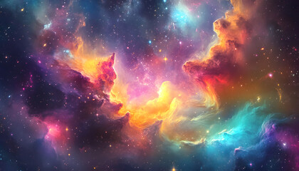Obraz premium A vibrant, colorful galaxy with swirling stars and nebulae, evoking a sense of cosmic wonder.