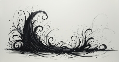 Black and white sketch design of vintage ornament drawn with colored pencils