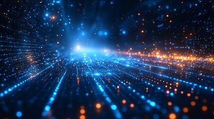 Obraz premium Abstract Blue and Orange Glowing Lights Bokeh Background