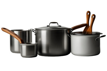 Kitchen Boiling Pot Utensils for Cooking Isolated on Transparent Background &ndash; Kitchenware Equipment for Chefs