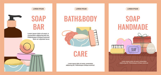 Handmade Natural Soap Posters design for Bath and Body Care