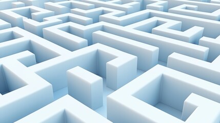 3D maze puzzle in light blue, symbolizing problem-solving and complexity.