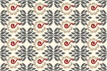Obraz premium Beautiful Ethnic abstract ikat art. Seamless Kasuri pattern in tribal,folk embroidery,and Mexican style.Aztec geometric art ornament print.Design for carpet,wallpaper, clothing,wrapping,fabric,cover