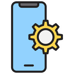 Mobile development icon with line color style